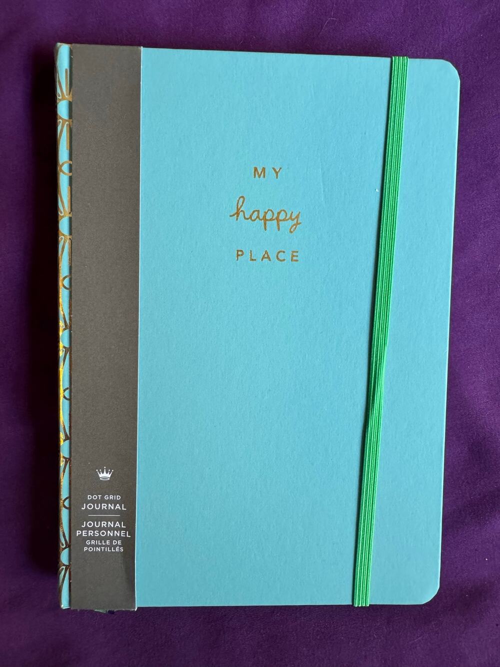 Hallmark Dot Grid Journal – “My Happy Place”Blue Hardcover –Gold Accents –Unused